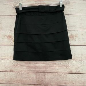 NWT The Limited Black Tiered Lined Mini Skirt with Removable Belt Size 0